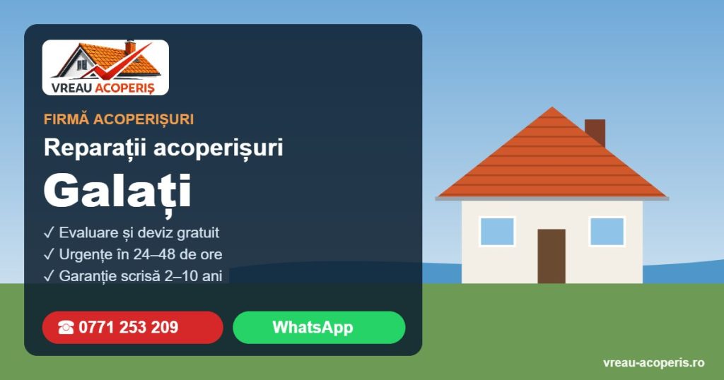 Firmă reparații acoperișuri Galați – Vreau Acoperiș