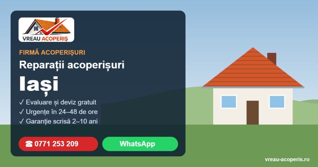 Firmă reparații acoperișuri Iași – Vreau Acoperiș
