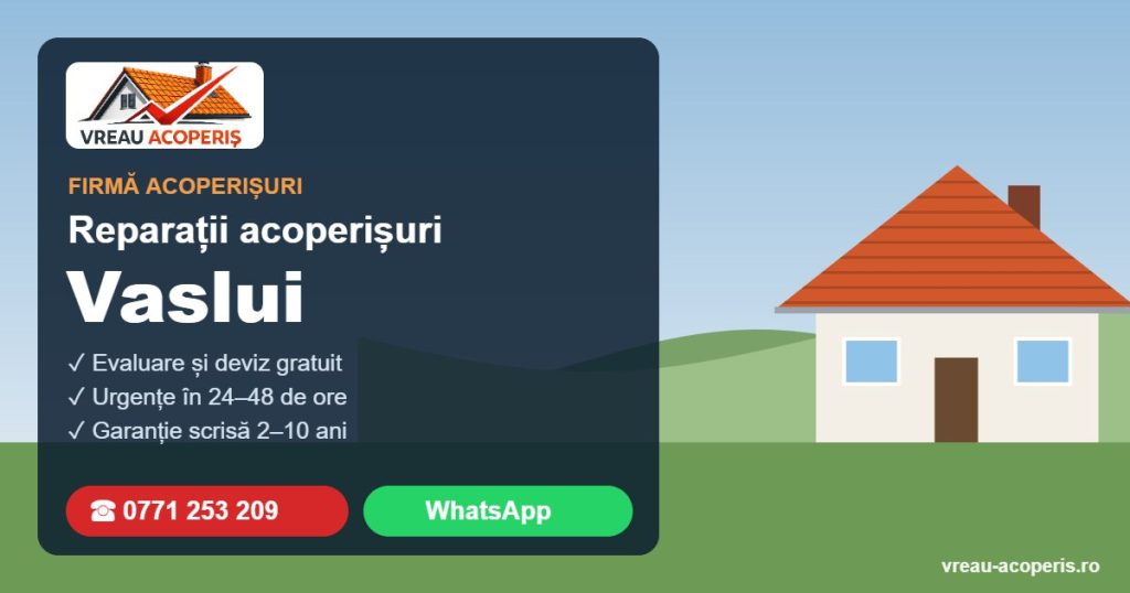 Firmă reparații acoperișuri Vaslui – Vreau Acoperiș