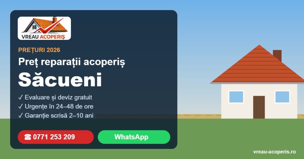Preț reparații acoperiș Săcueni 2026 – Vreau Acoperiș